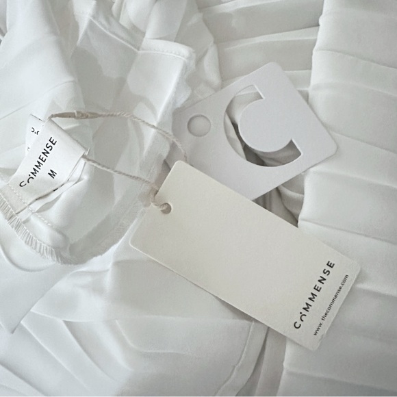 Commense Sleeveless Pleated Skirt Long Bandeau Dress Black and White Size M NEW - Picture 2 of 11